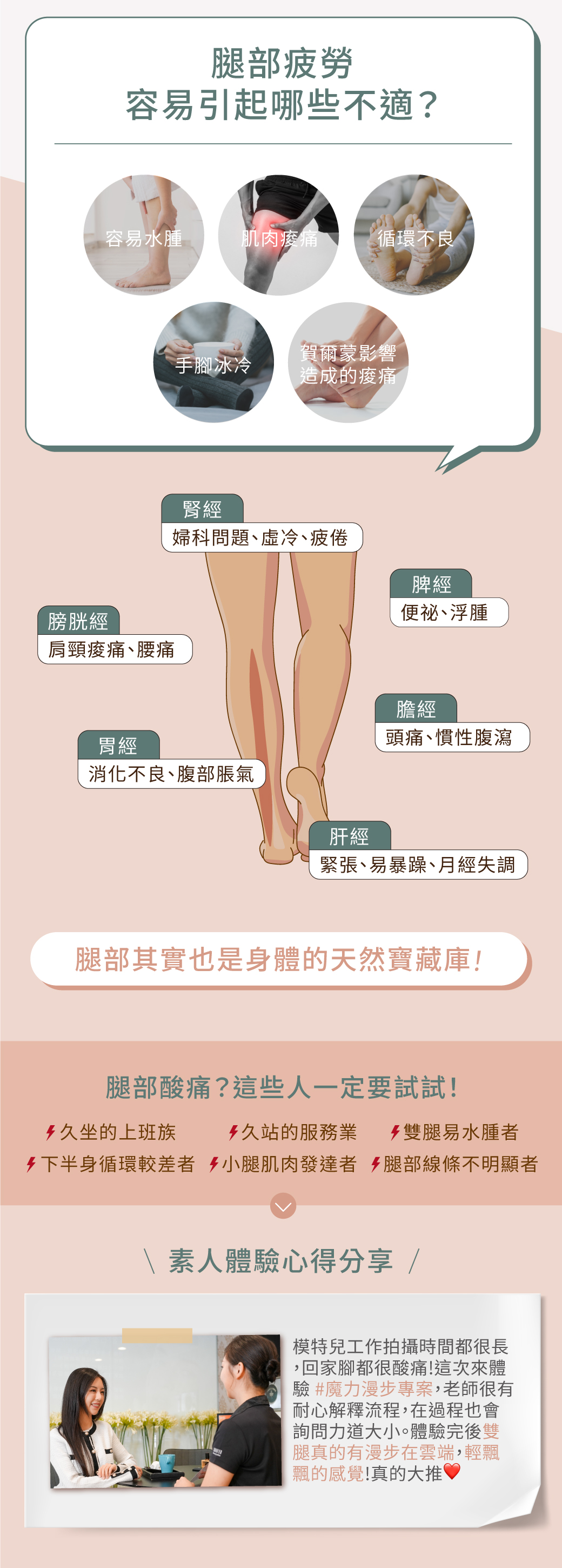釋放腿部壓力，解決痠!腫!脹!專業手技搭配活絡儀，讓雙腿釋壓立即有感。適合久坐久站、運動健身、容易水腫、想要雕塑線條的你! | 魔力漫步